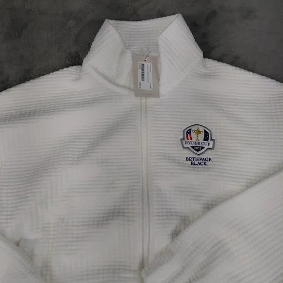 NEW Peter Millar Jacket Women L White Full Zip Flora Knit Jacquard Ryder Cup Top - Picture 6 of 16